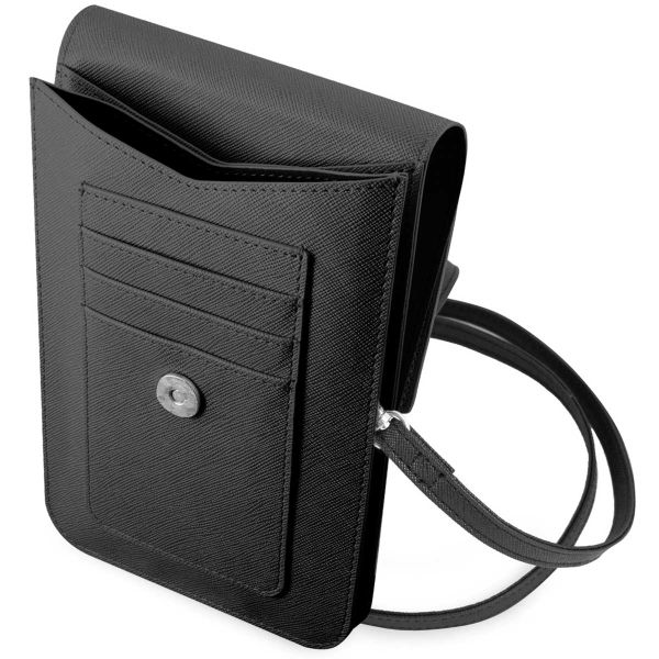 Guess Sac téléphone Saffiano Triangle - Convient aux smartphones jusqu'à 7 pouces - Noir