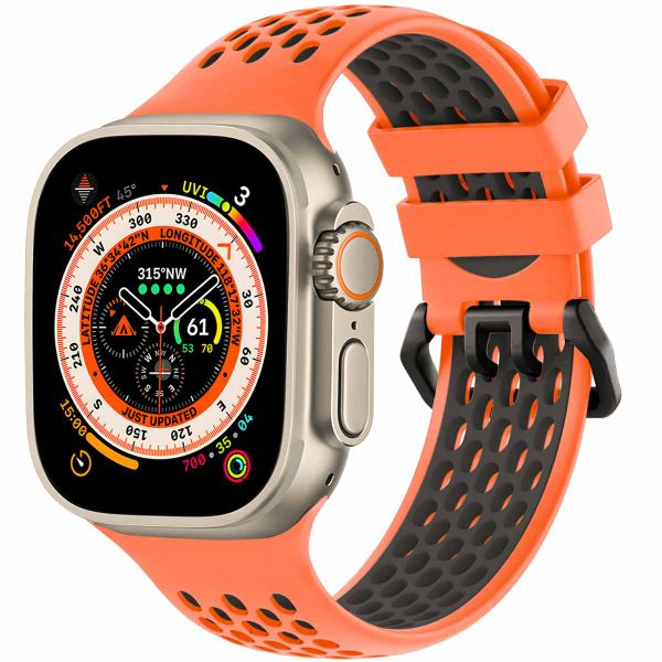 imoshion ﻿Boucle de bracelet de sport en silicone Apple Watch Series 1 á 10 / SE / Ultra (2) (44/45/46/49 mm) - Orange / Noir