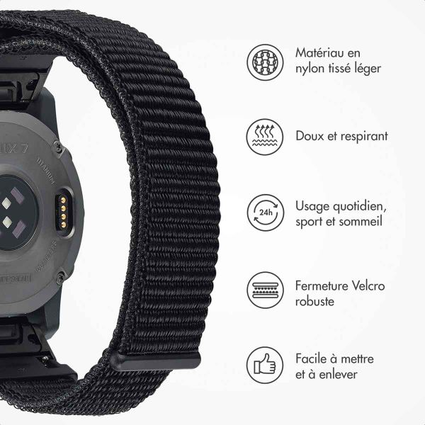 imoshion Bracelet QuickFit® en nylon  - Connexion Garmin 22 mm - Taille L/XL - Noir