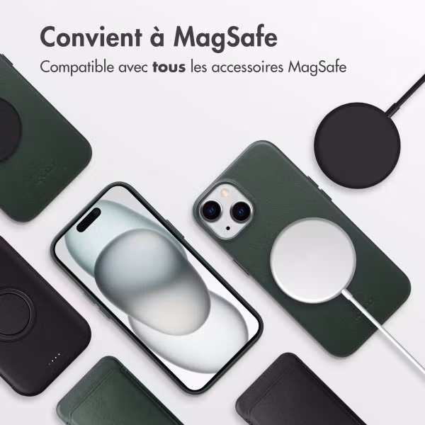 Accezz Coque arrière en cuir avec MagSafe Apple iPhone 15 - Cedar Green