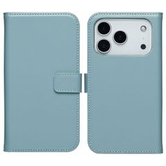 Selencia Étui portefeuille en cuir véritable Apple iPhone 17 Pro Max - Light Blue