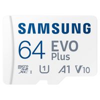 Samsung EVO Plus microSD 2024 - 64GB - Inclus un adaptateur SD - UHS-I/U3/Full HD/4K UHD