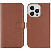 Selencia Étui de téléphone portefeuille en cuir véritable Apple iPhone 14 Pro - Brun clair