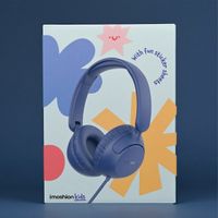 imoshion Casque filaires pour enfants - Câble AUX - Limiteur de décibels - Denim Blue