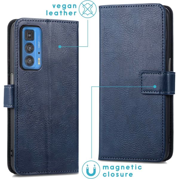 imoshion Étui de téléphone portefeuille Luxe Motorola Moto Edge 20 Pro - Bleu foncé