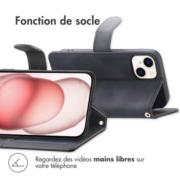 imoshion Etui de télephone portefeuille avec cordon Apple iPhone 15 - Noir