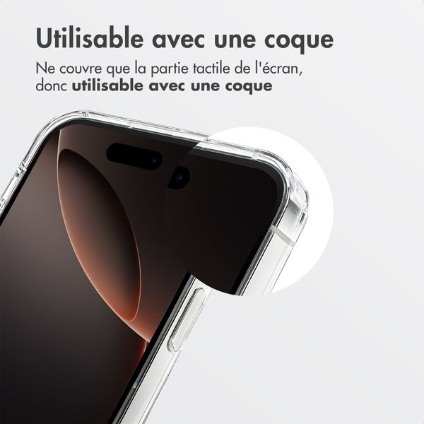 Accezz Protection d'écran en verre trempé avec filtre de confidentialité + Applicateur Apple iPhone 15 Pro Max