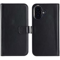 Selencia Étui de téléphone portefeuille en cuir véritable iPhone 16 Plus - Noir