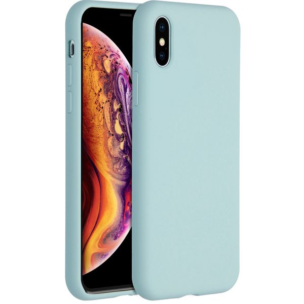 Accezz Coque Liquid Silicone iPhone Xs / X - Bleu clair