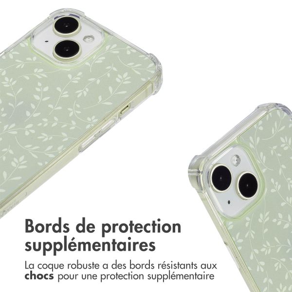 imoshion Coque Design avec cordon Apple iPhone 15 - Smoke Green Flowers
