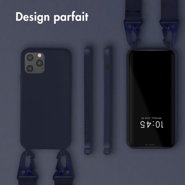 Selencia Coque silicone avec cordon amovible Apple iPhone 12 (Pro) - Bleu foncé