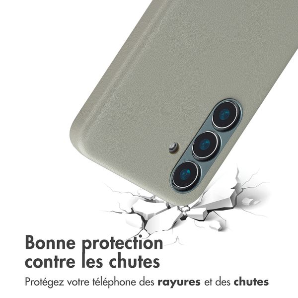 Accezz Coque arrière en cuir avec MagSafe Samsung Galaxy S25 - Light Grey