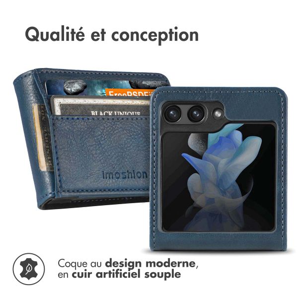 imoshion Étui de téléphone portefeuille Luxe Samsung Galaxy Z Flip 5 - Bleu foncé