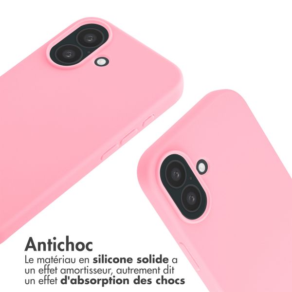 imoshion Coque en silicone avec cordon Apple iPhone 16 - Rose