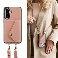 Selencia Coque à cordon avec porte-cartes enveloppe Sera Samsung Galaxy A36 / A56 - Old Pink