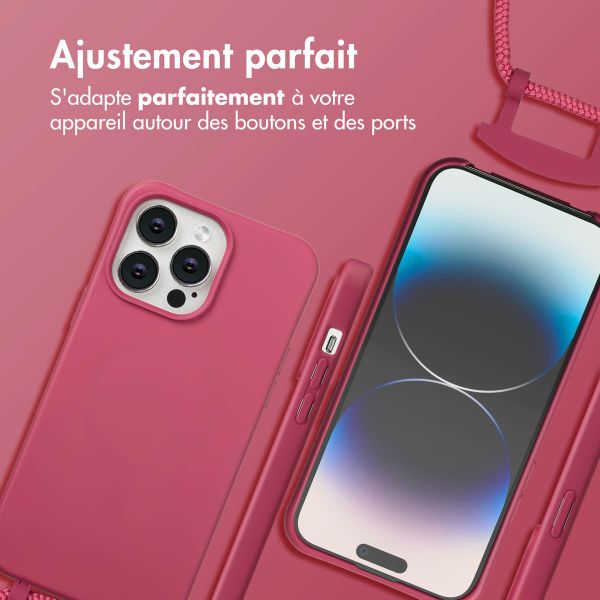 imoshion Coque arrière Color avec cordon amovible et MagSafe Apple iPhone 14 Pro Max - Raspberry