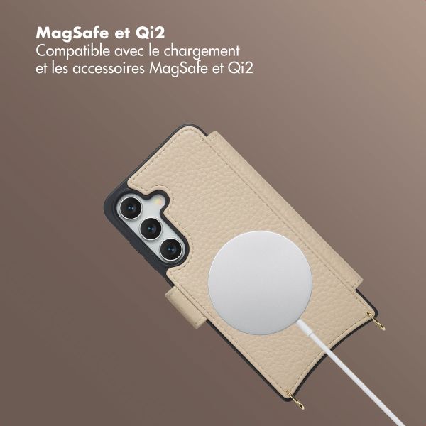 Selencia Étui Riva avec MagSafe et cordon de téléphone Samsung Galaxy S24 / S25 - Beige
