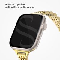 Selencia Bracelet en acier slim style Jubilee Apple Watch Series 1 t/m 9 / SE (38/40/41 mm) | Series 10 / 11 (42 mm) - Doré