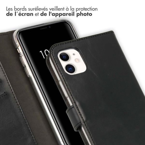 Selencia Étui portefeuille en cuir véritable Apple iPhone 11 - Noir
