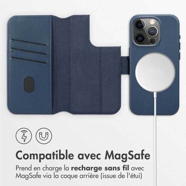 Accezz Étui de téléphone portefeuille en cuir 2-en-1 avec MagSafe Apple iPhone 15 Pro - Nightfall Blue