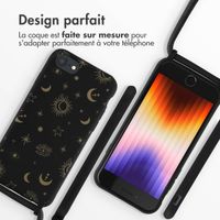 imoshion Coque design en silicone avec cordon Apple iPhone SE (2022 / 2020) / 8 / 7 - Sky Black