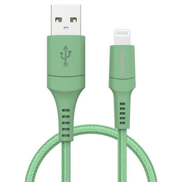 imoshion ﻿Câble Lightning vers USB - Non MFi - Textile tressé - 1 mètre - Vert