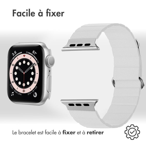 imoshion Bracelet en cuir magnétique Apple Watch Series 1 t/m 9 / SE (38/40/41 mm) | Series 10 / 11 (42 mm) - Blanc