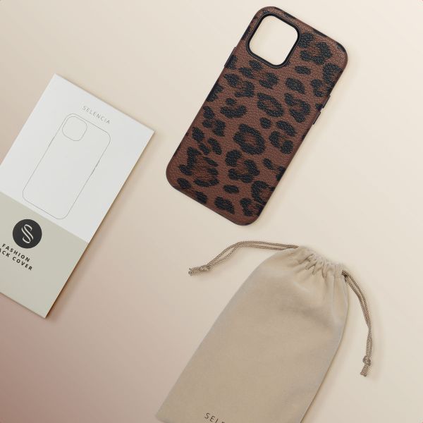 Selencia Coque Sabi imprimé panthère avec MagSafe Apple iPhone 12 (Pro) - Mocha Brown