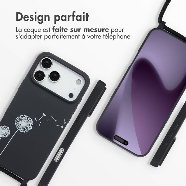 imoshion Coque design en silicone avec cordon Apple iPhone 17 Pro Max - Dandelion Black