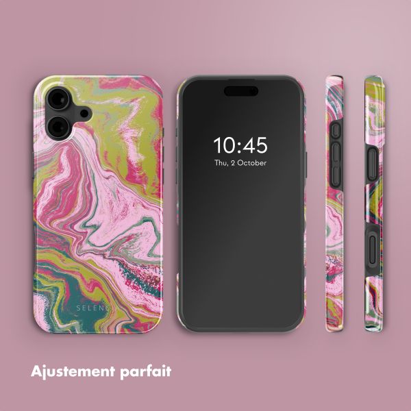 Selencia Coque arrière Vivid Tough avec MagSafe iPhone 16 - Marble Pink