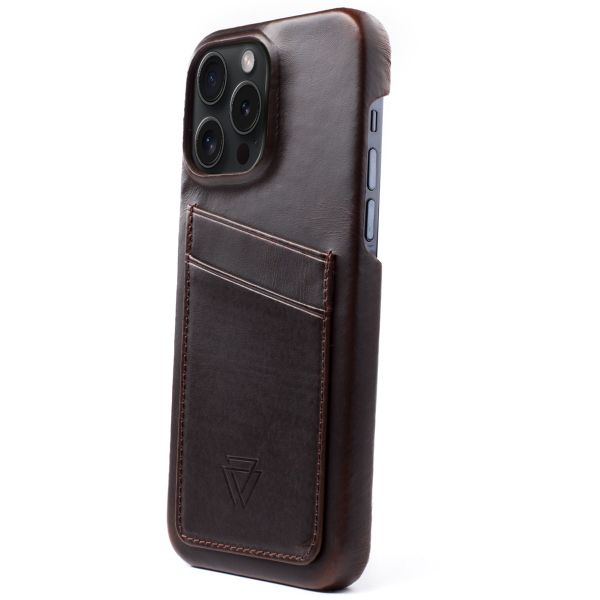 Wachikopa Coque Full Wrap C.C. avec 2 porte-cartes iPhone 15 Pro Max - Dark Brown