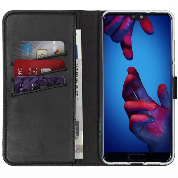 Selencia Étui portefeuille en cuir véritable Huawei P20 - Noir