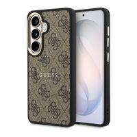 Guess Coque arrière en cuir 4G avec MagSafe Samsung Galaxy S26 - Gold Edge - Brown