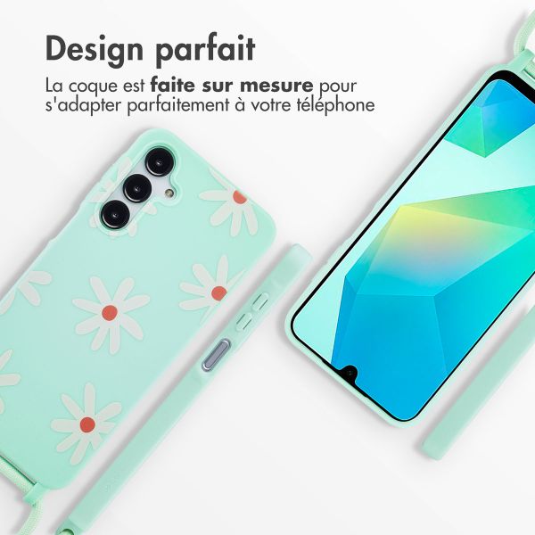 imoshion Coque design en silicone avec cordon Samsung Galaxy A16 - Green Flower Distance
