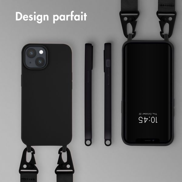 Selencia Coque silicone avec cordon amovible Apple iPhone 15 - Noir