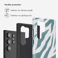 Selencia Coque arrière Vivid Samsung Galaxy S24 Ultra - Colorful Zebra Pine Blue