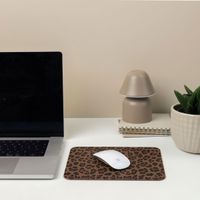 Selencia Sabi Tapis de Souris en Similicuir imprimé panthère - 20 x 24 cm - Mocha Brown