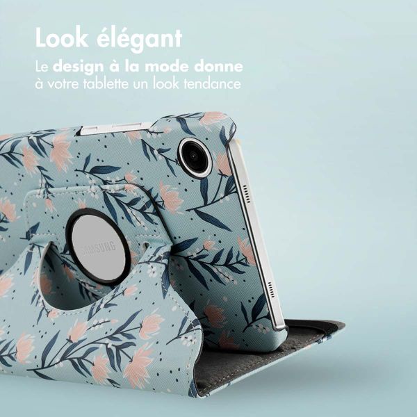 imoshion Coque tablette Design rotatif à 360° Samsung Galaxy Tab A9 8.7 pouces - Flowers