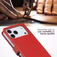 Selencia Étui portefeuille en cuir véritable Apple iPhone 17 Pro Max - Marron