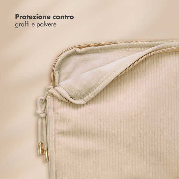 Selencia Pochette ordinateur Corduroy 15-16 pouces - Beige