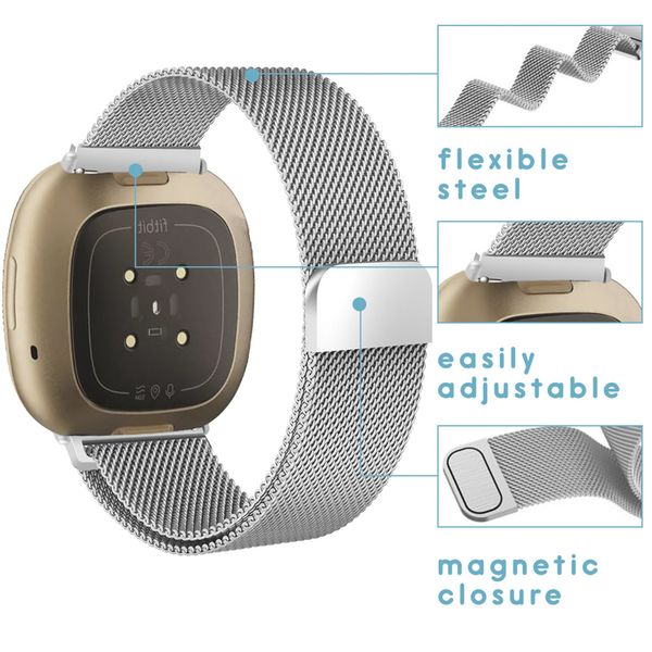imoshion Bracelet magnétique milanais Fitbit Versa 4/ 3 / Sense (2) - Argent