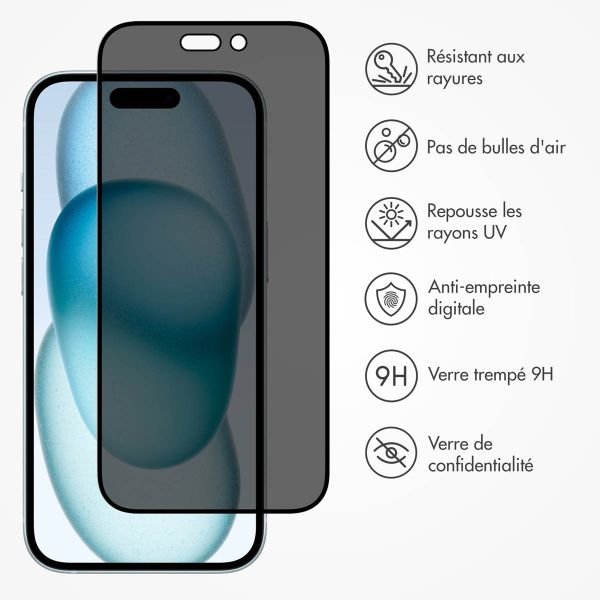 Accezz Protection d'écran en verre trempé Privacy Apple iPhone 14 Pro Max / 15 Plus / 16 Plus