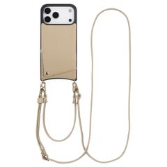 Selencia Coque de télephone Nova avec cordon et porte-cartes Apple iPhone 17 Pro Max - Beige