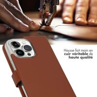Selencia Étui portefeuille en cuir véritable Apple iPhone 14 Pro Max - Marron clair