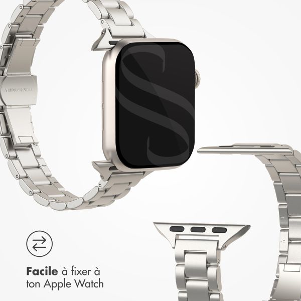 Selencia Bracelet à maillons fin en acier Apple Watch Series 1 t/m 9 / SE (38/40/41 mm) | Series 10 / 11 (42 mm) - Lumière stellaire