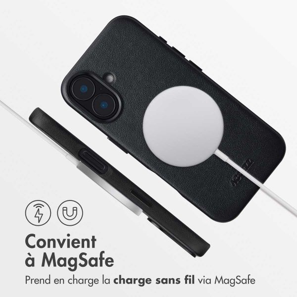 Accezz Coque arrière en cuir avec MagSafe Apple iPhone 16 - Onyx Black