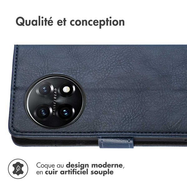 imoshion Étui de téléphone portefeuille Luxe OnePlus 11 - Bleu foncé