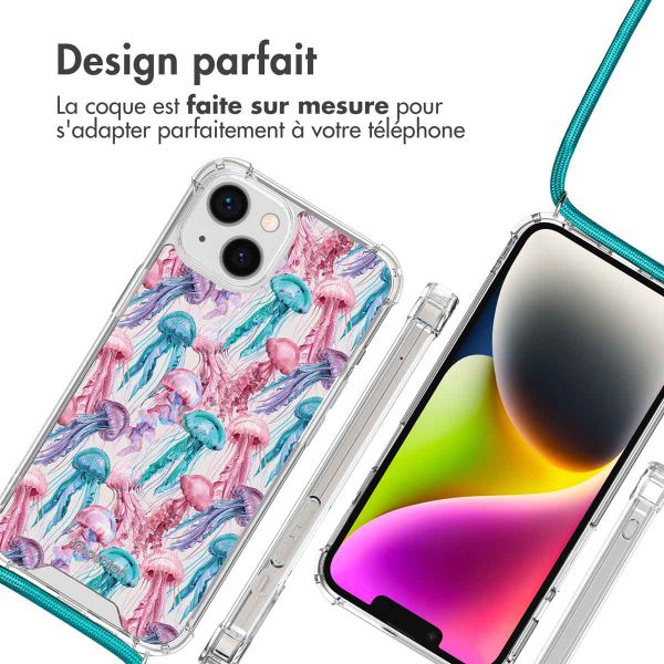 imoshion Coque Design avec cordon Apple iPhone 14 - Jellyfish Watercolor