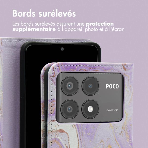 imoshion Étui de télephone portefeuille Design Xiaomi Poco X6 Pro - Purple Marble