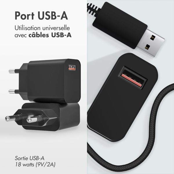 imoshion Adaptateur secteur 18 watts | USB-A - Noir